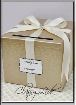 Кутия за пожелания за сватба в златно- модел Gentle Gold